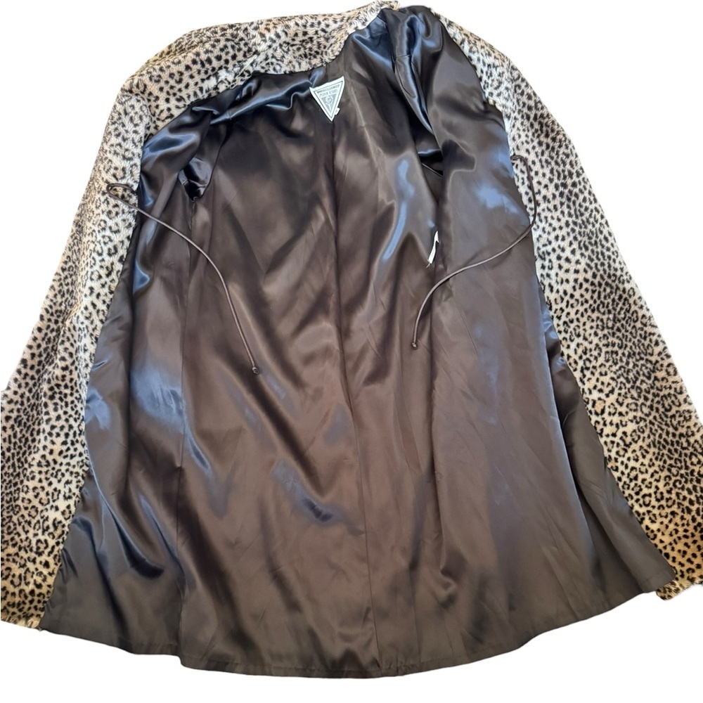 Vintage Leopard Faux Fur Coat S Martin Richards Y2K Mob Wife Glam Jacket - Picture 7 of 12